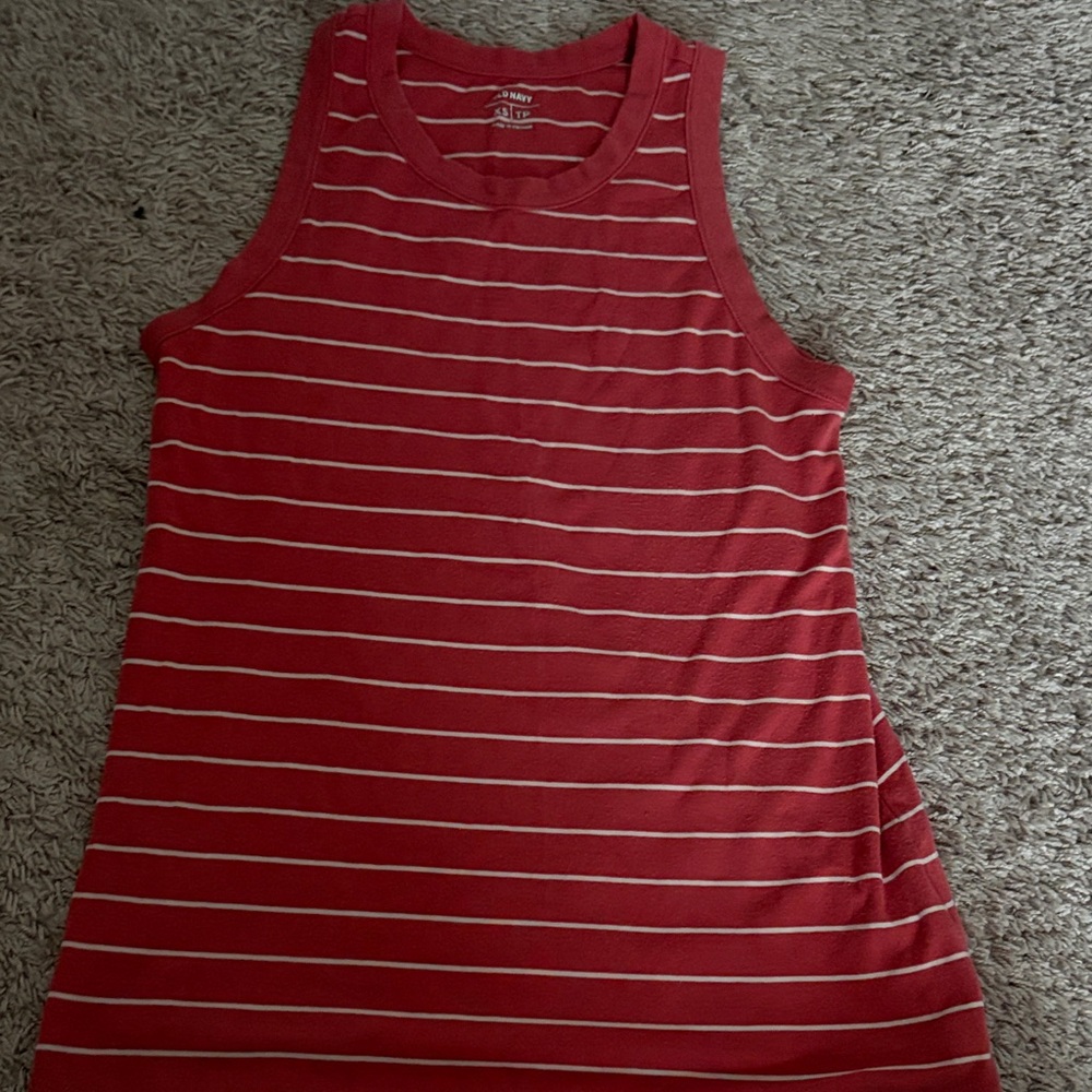 Old Navy Red and White Striped Tank Top